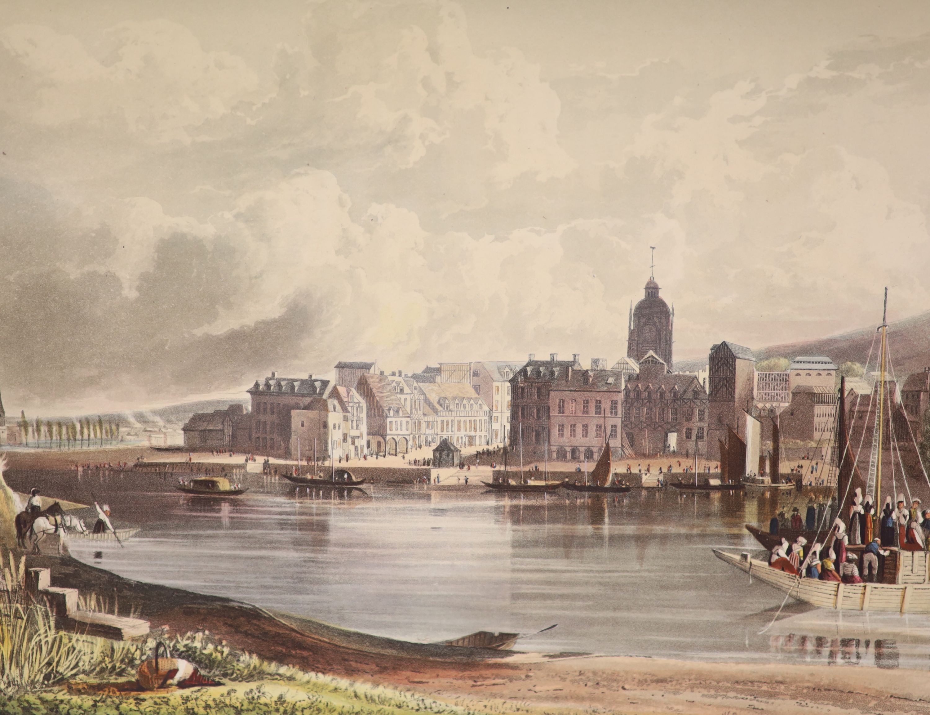 Sauvan, Jean Baptiste Balthazar - Picturesque Tour of the Seine, from Paris to the Sea, qto, later half yellow levant morocco extra, with map, title vignette and 24 plates, all hand-coloured, R. Ackermann, London, 1821
